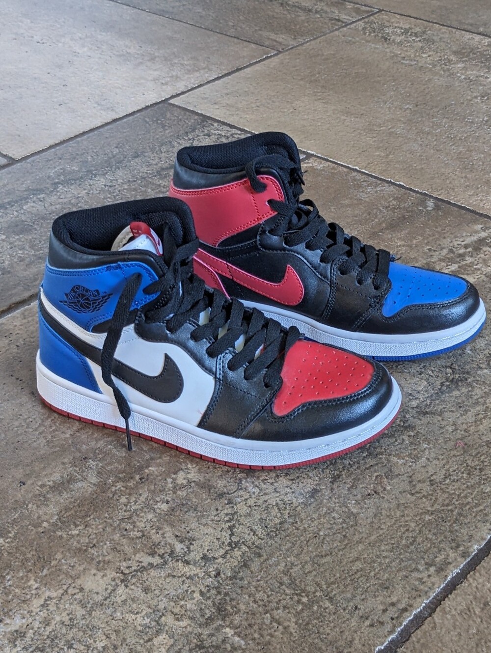 Nike Air Jordan 1 Retro High OG " Top 3 " Sneakers Blue Red 💙♥️ Size 6.5